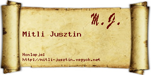 Mitli Jusztin névjegykártya